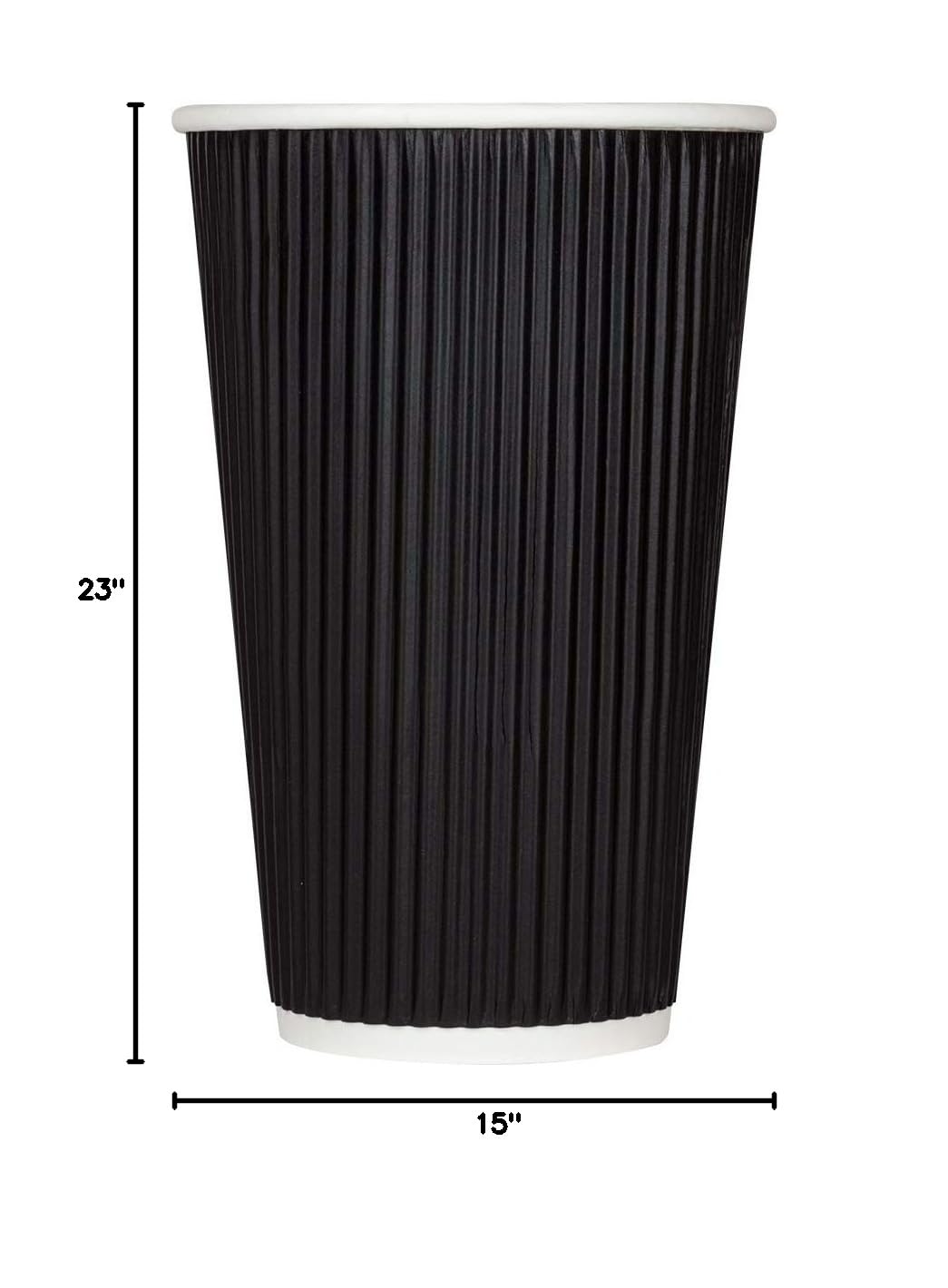 16oz Ripple Insulated Coffee Hot Cups [500 Count] Black Double Poly Lined Paper Hot Cup (16 OZ / Black)