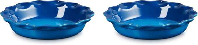 Le Creuset Stoneware Set of 2 Heritage Fluted Pie Dish, 9", Marseille