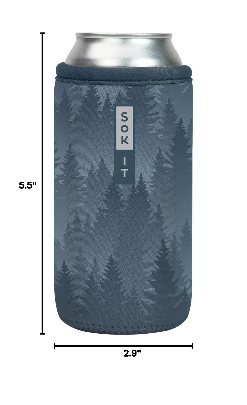 CanSok Sleeve for Beer & Soda Insulated Neoprene Cover (Foggy Woods / 16oz Can Sleeve)