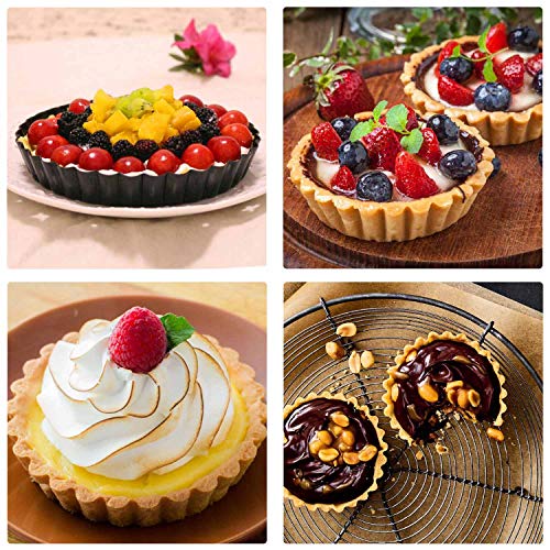 4 Inch Mini Quiche Pan Set of 6 (Black-Round-6 pack / 4 Inch)