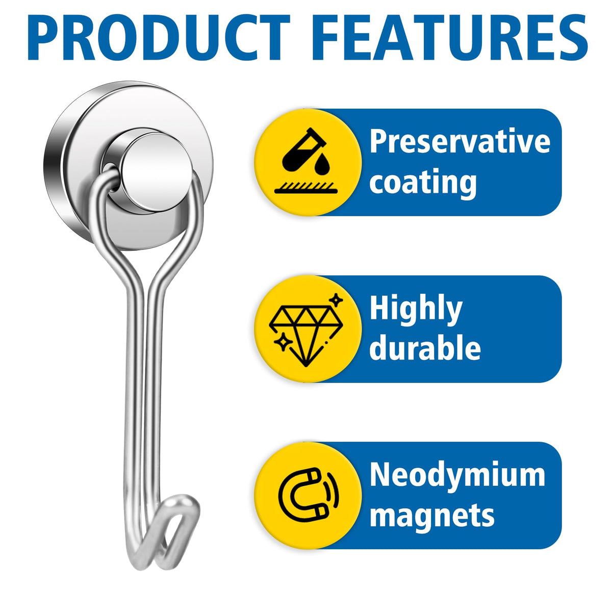 Swivel Swing Magnetic Hooks (12 Count)