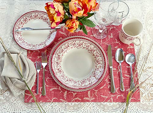 24 Piece Porcelain Dinnerware Set for 6 (Aster Pink / 24)