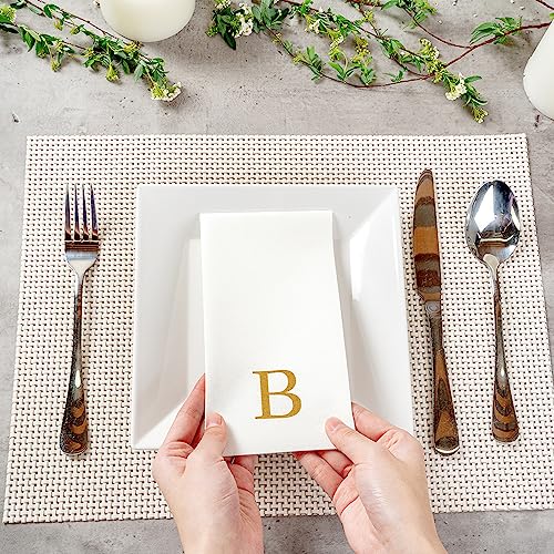 Paper Rectangle Gold Letter B Linen (Gold / 2000 Count / B)