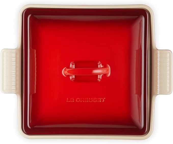 Le Creuset Stoneware Heritage Shallow Square Casserole, 2qt. (9”), Cerise
