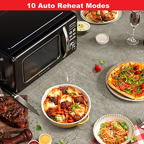 GLCMKZ09BKR09 Retro Countertop Microwave Oven with Auto Cook & Reheat (Black / .9 cu ft / Modern)