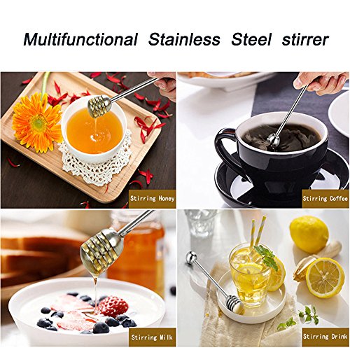 Honey Dipper Stick Stainless Steel Wand for Honey Pot Containers (1 Pcs Silver)