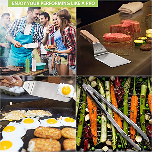 Metal Spatula Set of 6 (Wooden handle set with tongs and bottles)