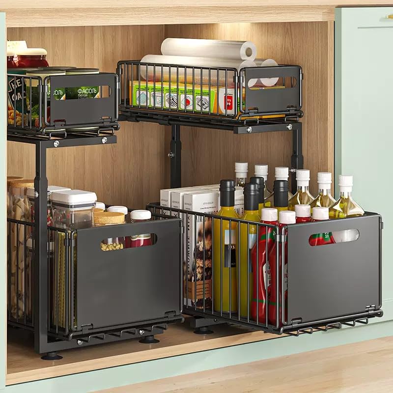 Under Sink Organizer with Adjustable Height (2 Pack)