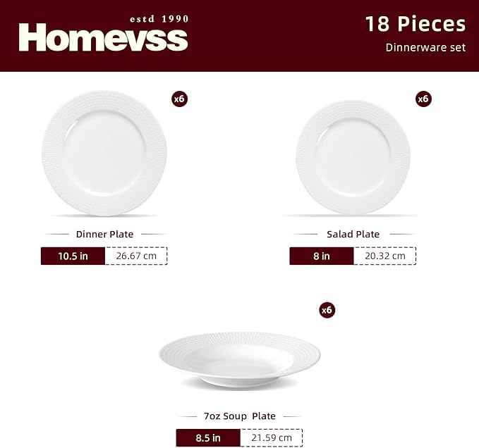 HomeVss, New Bone China Embossed Waves 18pc Dinnerware Set