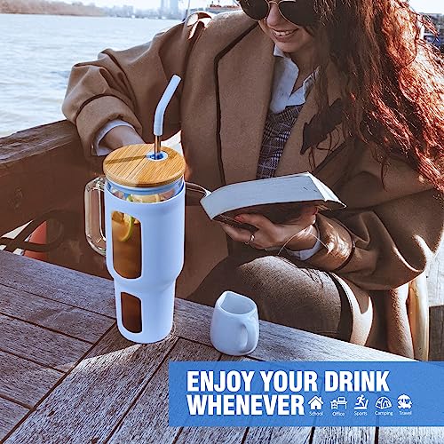 Glass Tumbler with Lid and Straw (Glacier / 46 Ounces)