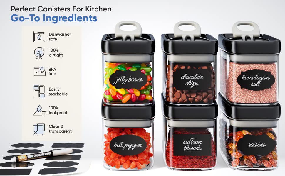 Airtight Food Storage Containers with Improved Lids (6 Count)