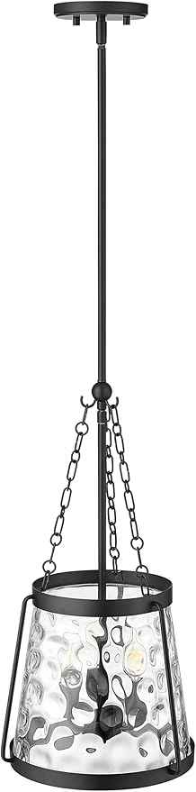ML Lighting | Adabella Collection | 20403-MB | 3 Light Pendant in Matte Black Finish with Clear Hammered Glass Shade | Perfect for Kitchens, Dining Rooms, Living Rooms, Entryways, Hallways