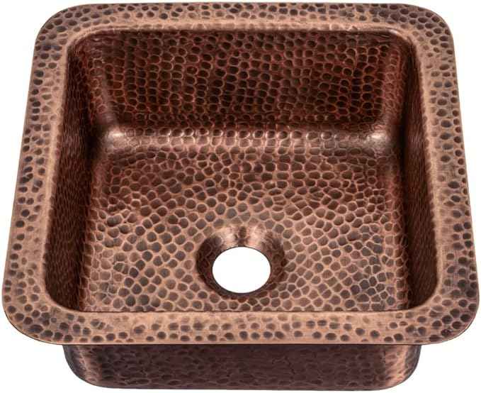 Monarch Abode Kitchen & Bar Sink – 12-inch Glasgow Dual Mount Drop in Bar Prep Sink, Hand Hammered Pure Copper Sinks, Drop in or Undermount Kitchen Sinks, Decorative Single Dual Mount Bowl