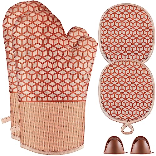 Oven Mitts And Pot Holders Set 6Pcs (Brown)