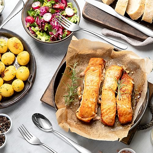 Stainless Steel 12PCS Dinner Set combo with 4 Dinner Knives (7.3''-9.1''Silverware set for 4)