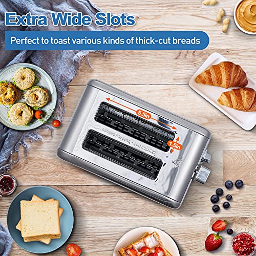 2 Slice Stainless Steel Toaster with Digital LED Display (Silver Stainless Steel / 2 Slice)