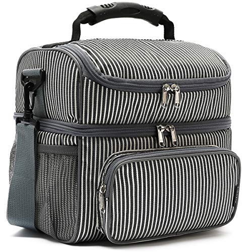 Double Layer Cooler Insulated Lunch Bag Adult Lunch Box Large Tote Bag for Men (2 Count)