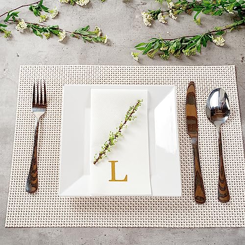 Paper Rectangle Gold Letter l Linen (Gold / 2000 Count / L)