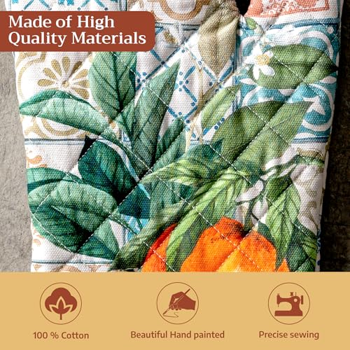 Maison d'Hermine Oven Gloves 100% Cotton Oven Mitt (010 - Agrume / 7.5" x 13" (Oven Mitt))