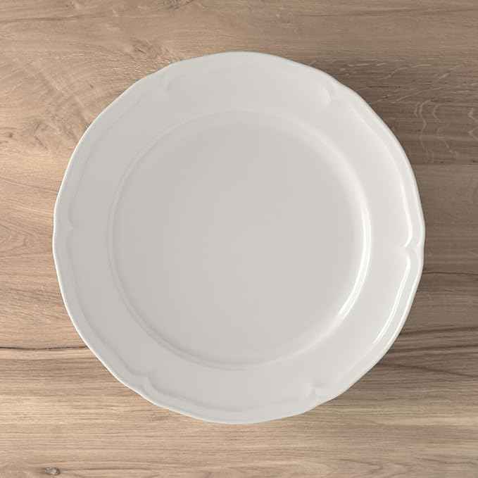 Villeroy & Boch Manoir Collection 18-Piece Dinnerware Set, Plates & Bowls, Premium Porcelain, Made in Germany, Dishwasher & Microwave Safe, Rich, Creamy White