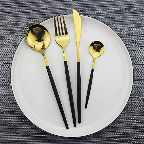 Black GoldSilverware Set (Service for 4 / Black/Gold)