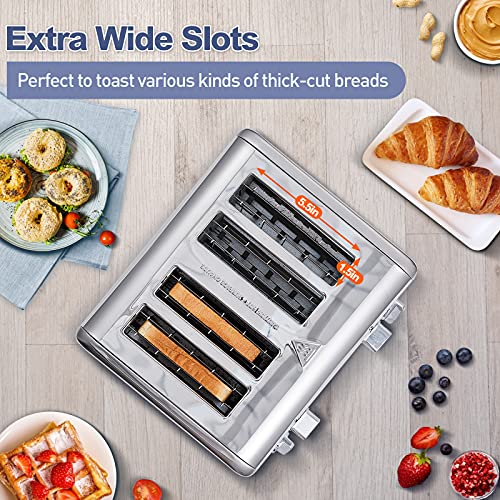 4 Slice Stainless Steel Toaster with Digital Display (Silver Stainless Steel / 4 Slice)