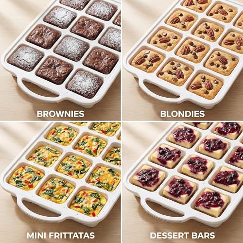 Silicone Brownie Pans with Dividers (Cream / Square (12 Cups Pan, Pack of 2))
