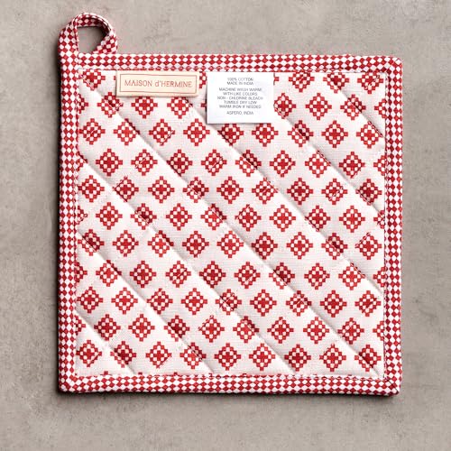 Pot Holders 100% Cotton Potholders (116 - Rural Christmas / 8" x 8" (Pot Holder Pack of 2))