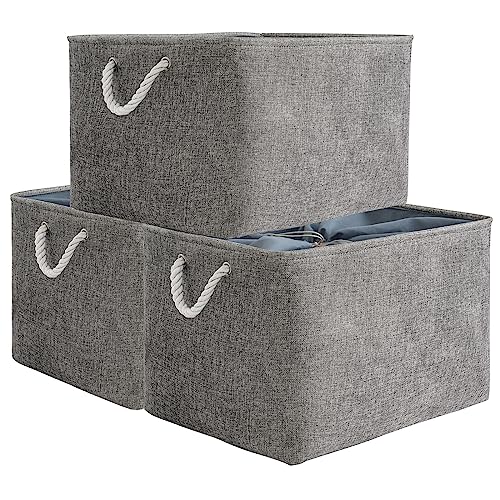 Storage Baskets for Organizing (Grey / 3PCS/Extra Jumbo - 20.5Lx15.7Wx13.8H)