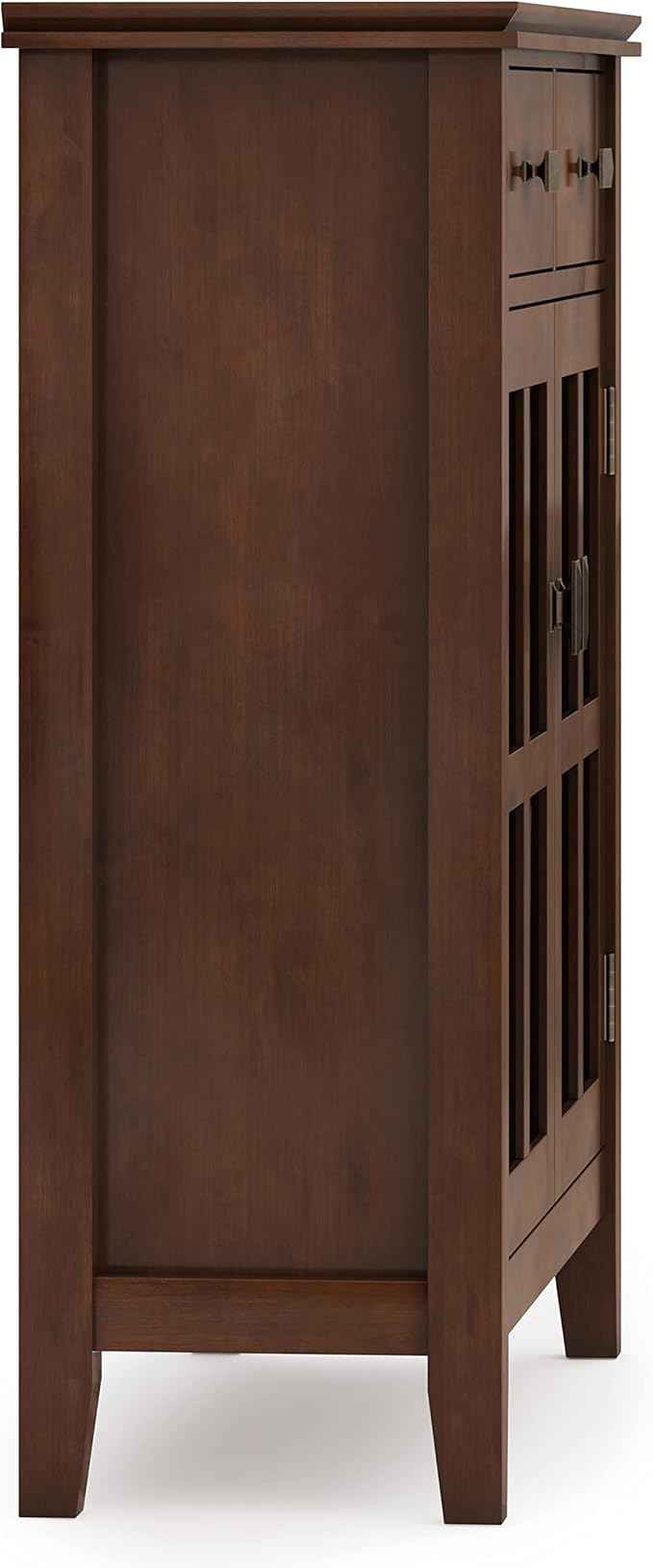 SIMPLIHOME Artisan SOLID WOOD 36 Inch Wide Contemporary Entryway Storage Cabinet in Russet Brown, For the Living Room, Entryway and Family Room
