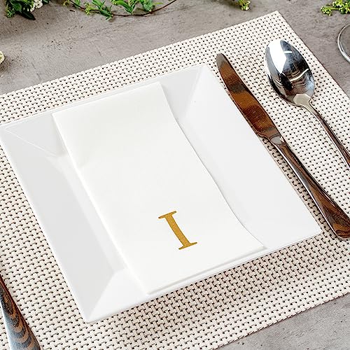 Paper Rectangle Gold Letter I Linen (Gold / 2000 Count / I)
