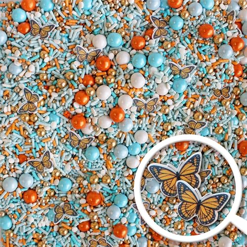 Monarch Butterfly Sprinkle Mix (Light Blue, Muted Light Blue, Orange, Black, White, Vintage Gold)