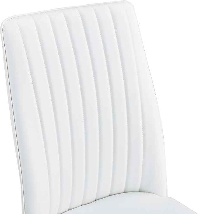 White Modern Dining Chairs Set of 6 PU Leather Armless Upholstered Chair for Dinner Room, Waiting Room