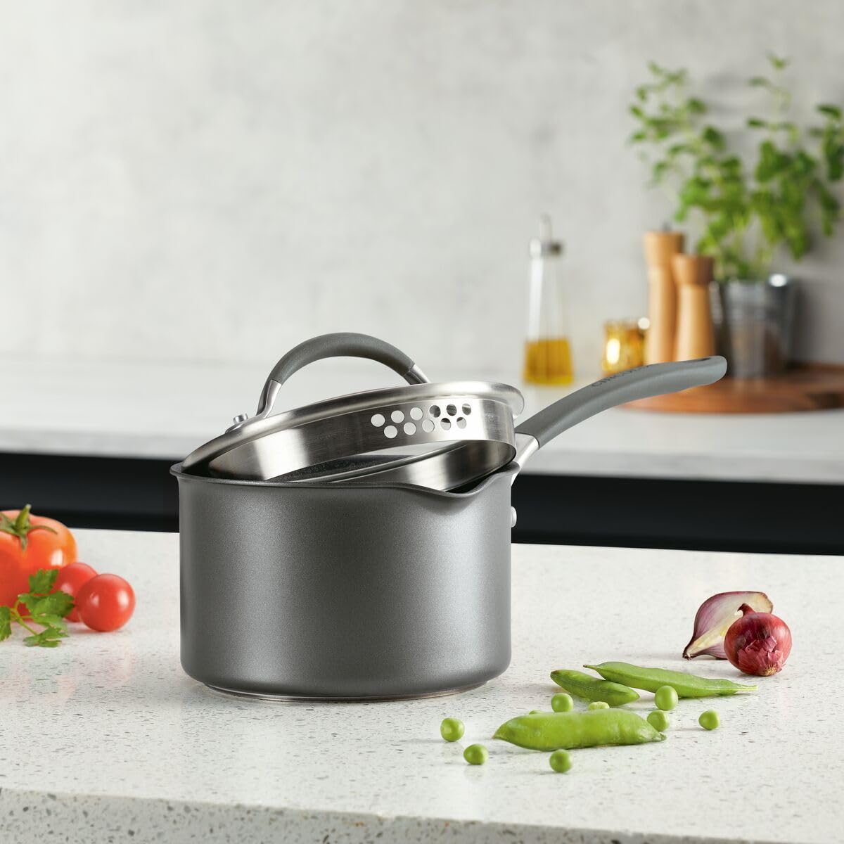 A1 Series Nonstick Straining Sauce Pan with Lid