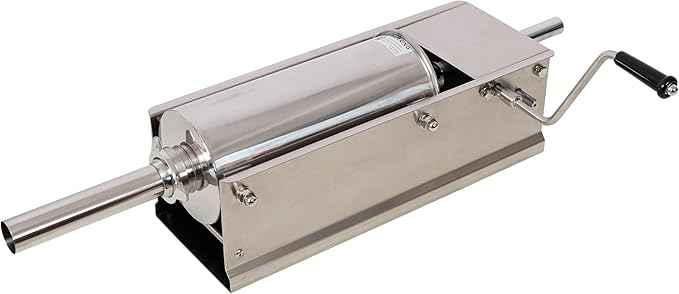 5L Manual Sausage Stuffer - Horizontal Stainless Steel Sausage Maker with 4 Nozzles & Gear Drive for Food Artisans & Small Business - Large Capacity Sausage Filler for Home Kitchen & Comme