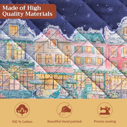 Pot Holders 100% Cotton Potholders (123 - Christmas Market - Blue / 8" x 8" (Pot Holder Pack of 1))