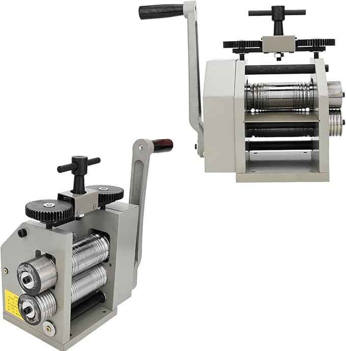4-in-1 Rolling Mill, 2/"50mm Jewelry Rolling Mill with Hand Crank, Rolls Gold/Silver/Brass/Copper into Sheet, Square/Half-Round/Round Wires (Multi-Size) | 0.03-6.5mm Press Thickness