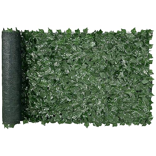 Artificial Ivy Privacy Fence Screen (Ivy with Green Mesh Backing / 39 x 98 inch)