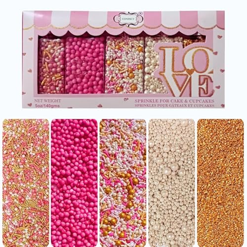 Colorful Sprinkles for Cake & Cupcake Decorating Pearl & Gold White & pink Pearls Sprinkles