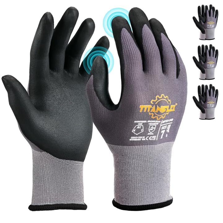Work Gloves MicroFoam Nitrile Coated (3 Pairs / Medium)