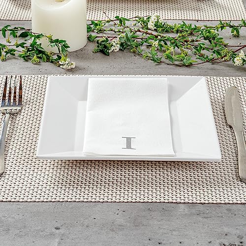 Silver I White Linen Feel Guest Towel Napkin (Silver / 2000 Count / I)