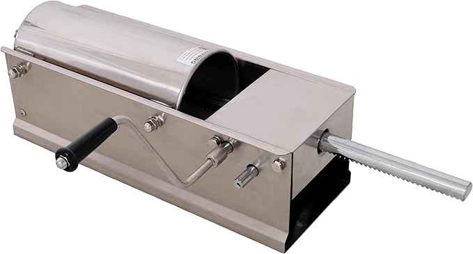 5L Manual Sausage Stuffer - Horizontal Stainless Steel Sausage Maker with 4 Nozzles & Gear Drive for Food Artisans & Small Business - Large Capacity Sausage Filler for Home Kitchen & Comme