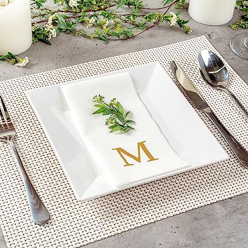 Paper Rectangle Gold Letter M Linen (Gold / 2000 Count / M)