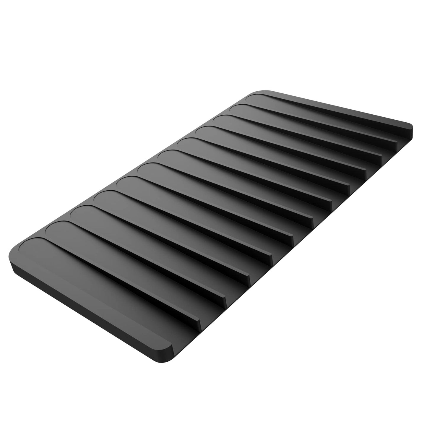 Self Draining Silicone Dish Drying Mat or Trivet for Kitchen Counter in Black (Drying Mat / Black)