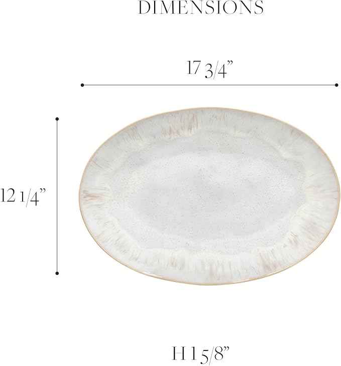 Casafina Ceramic Stoneware 18'' Oval Platter - Eivissa Collection, Sand Beige | Microwave, Dishwasher, Oven & Freezer Safe Dinnerware | Food Safe Glazing | Restaurant Quality Serveware