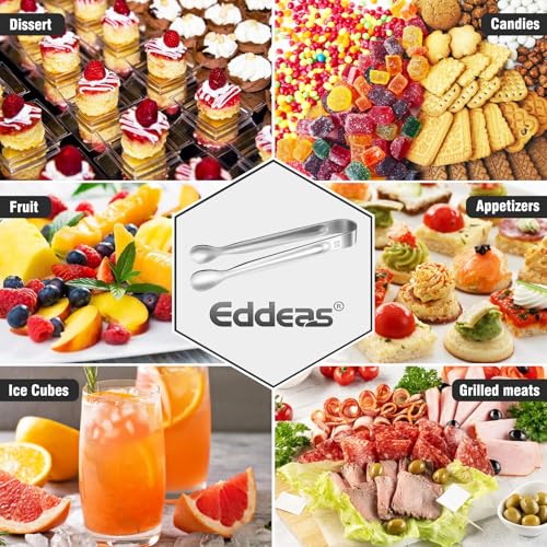 12 PCS Mini Serving Tongs (6 inch / Silver 6Pcs)