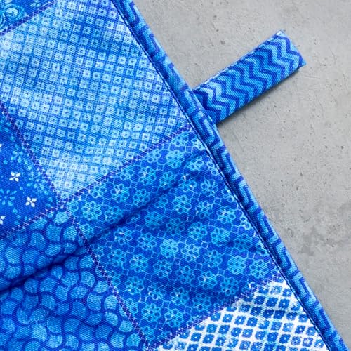 Double Oven Mitts 100% Cotton Double Oven Glove (027 - Indigo Love / 7" x 35" (Double Oven Mitt))