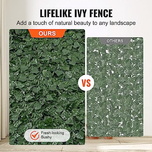 Artificial Ivy Privacy Fence Screen (Ivy with Green Mesh Backing / 39 x 98 inch)