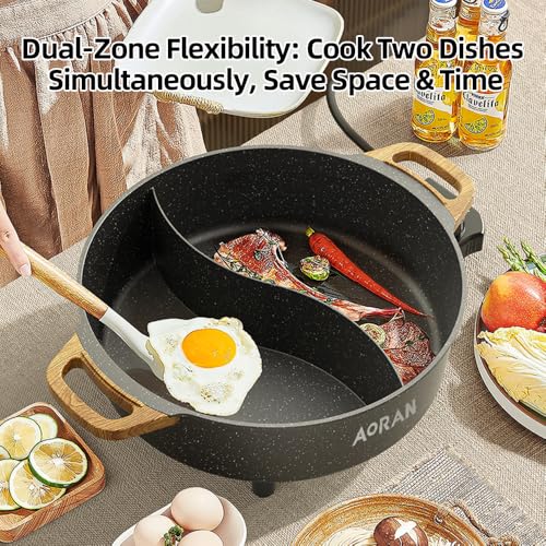 AORAN Electric Hot Pot with Divider (8.5 Quarts)