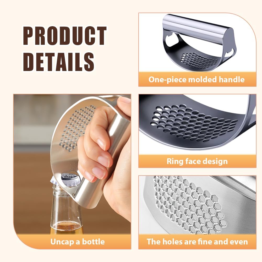 Stainless Steel Garlic Rocker,2025 New Stainless Steel Garlic Press,Garlic Press Rocker,Garlic Cutter (3) - HomeSpice